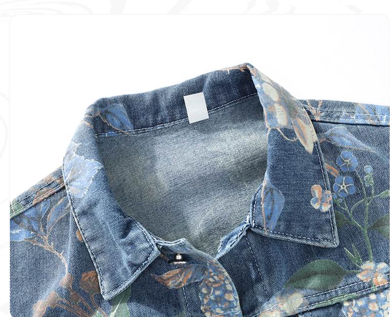 Dolce & Gabbana Inspired Floral Denim Jacket With Logo Detail