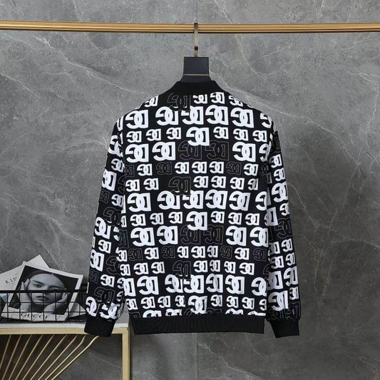 Dolce & Gabbana Inspired Black Bomber Jacket With Monogram Print