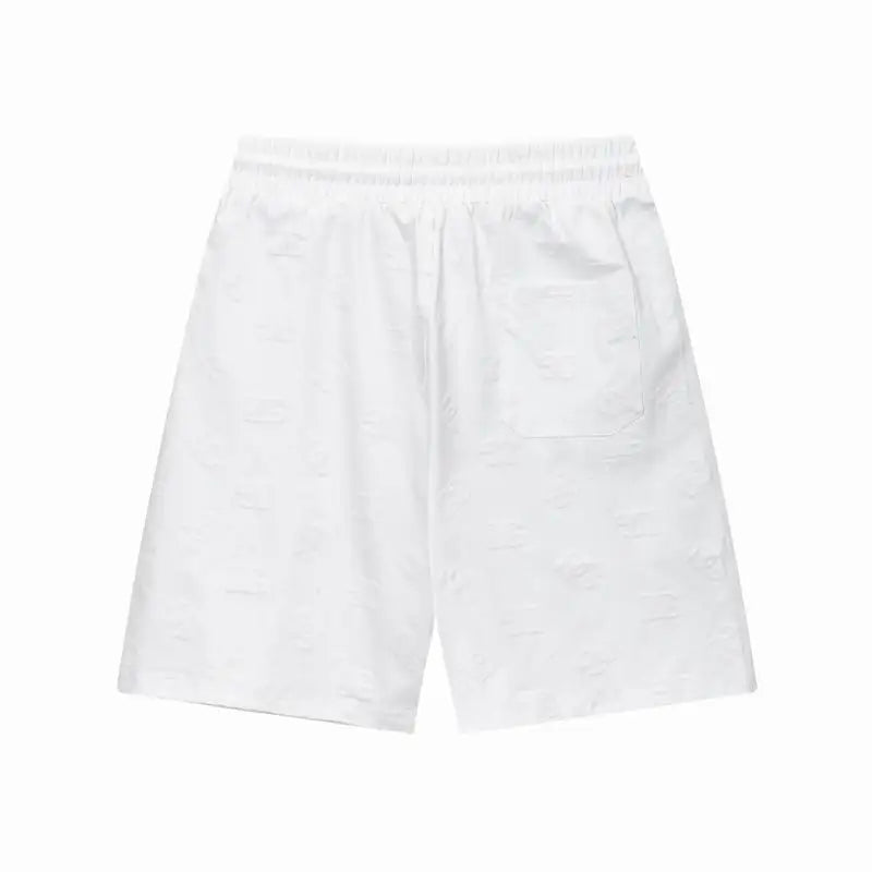 Dolce & Gabbana White Textured Shorts With Branded Patch