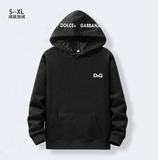 Dolce & Gabbana Grey Hoodie With Brand Logos On Hood And Body For Fashion Fans