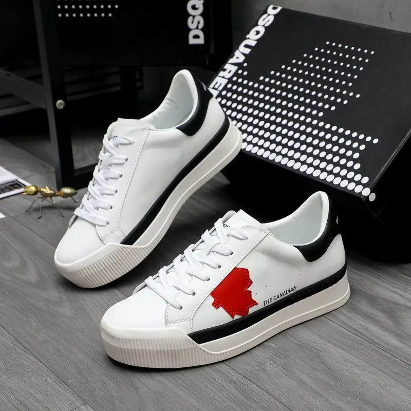DSQUARED2 White Casual Sneakers With Red Accent And "THE CANADIAN" Text