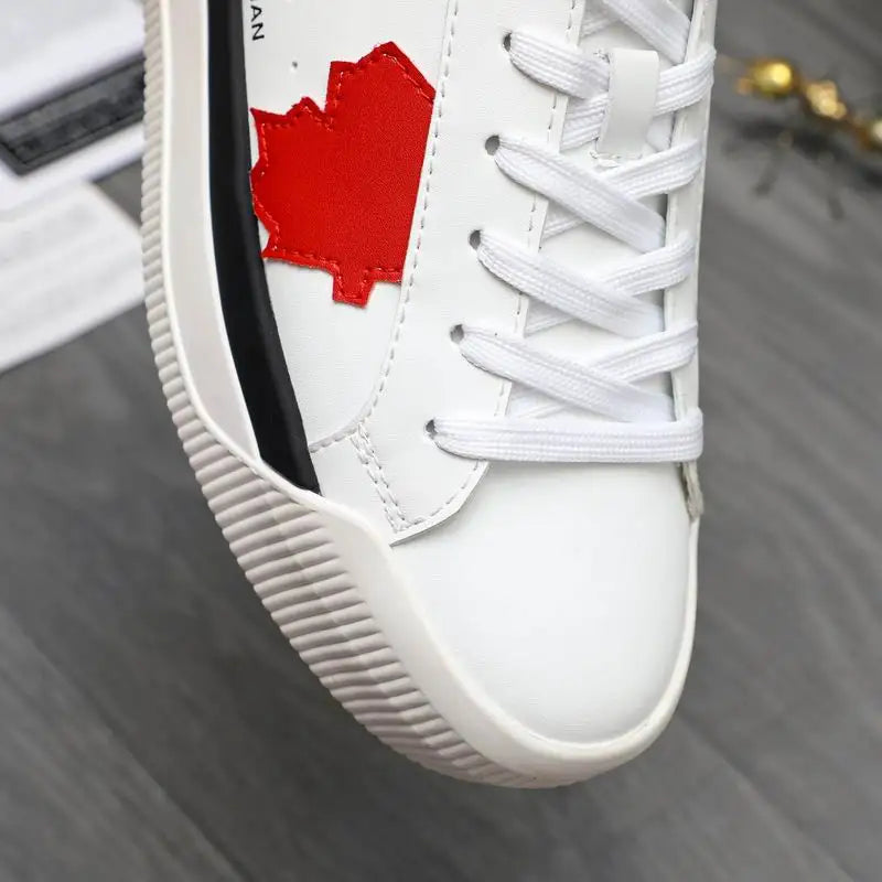 DSQUARED2 White Casual Sneakers With Red Accent And "THE CANADIAN" Text
