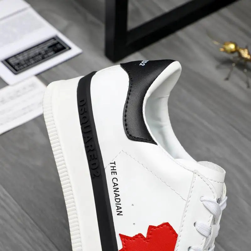 DSQUARED2 White Casual Sneakers With Red Accent And "THE CANADIAN" Text