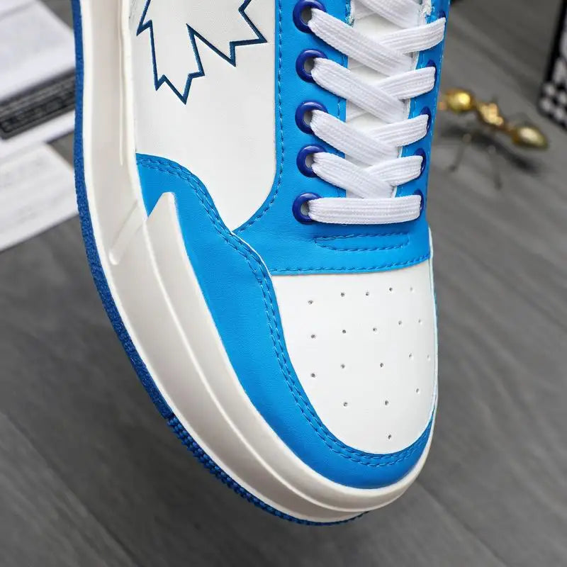 DSQUARED2 White And Blue Casual Sneakers With Maple Leaf Design