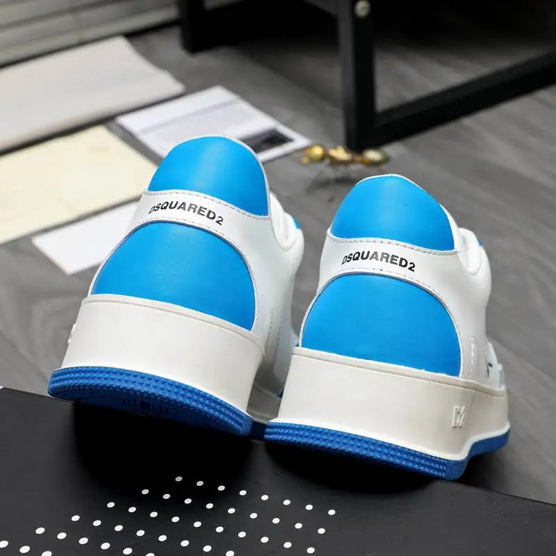DSQUARED2 White And Blue Casual Sneakers With Maple Leaf Design