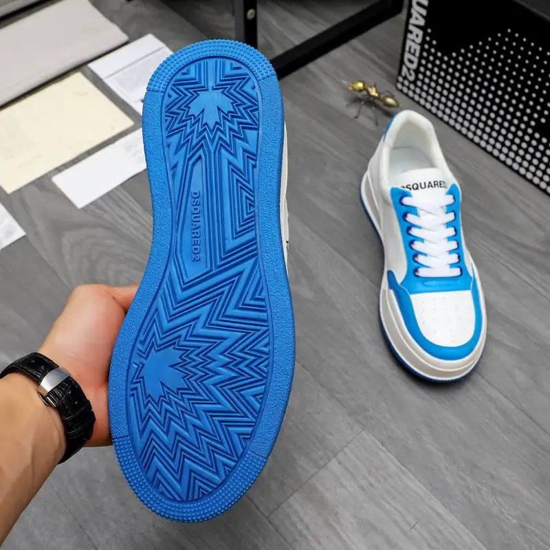 DSQUARED2 White And Blue Casual Sneakers With Maple Leaf Design