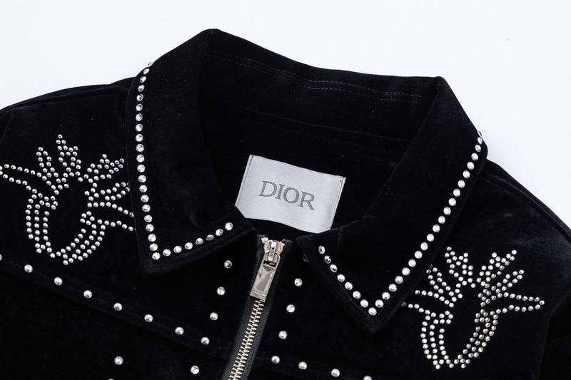 Dior Black Velvet Jacket With Rhinestone Embellishments And Brand Lettering