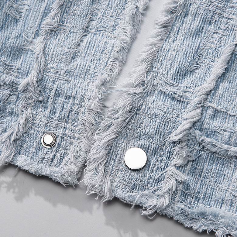 Dior Light Blue Distressed Denim Jacket With Colorful Embroidered Logo