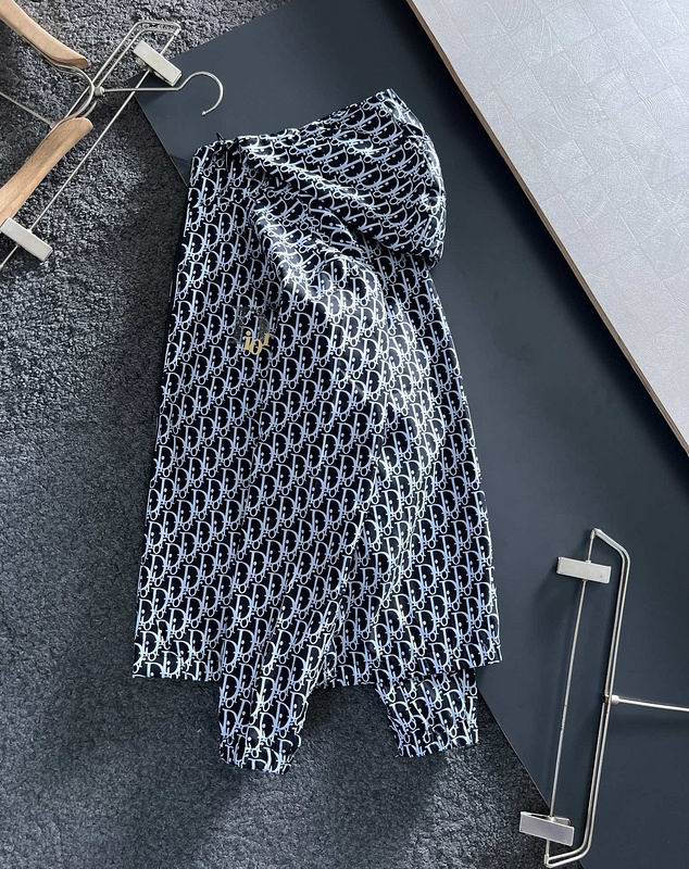 Dior Black Hooded Jacket With All - Over Monogram Pattern And Gold Accent