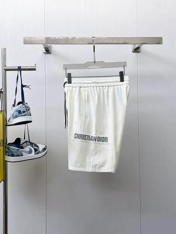 Christian Dior White Shorts With Brand Name Detailing