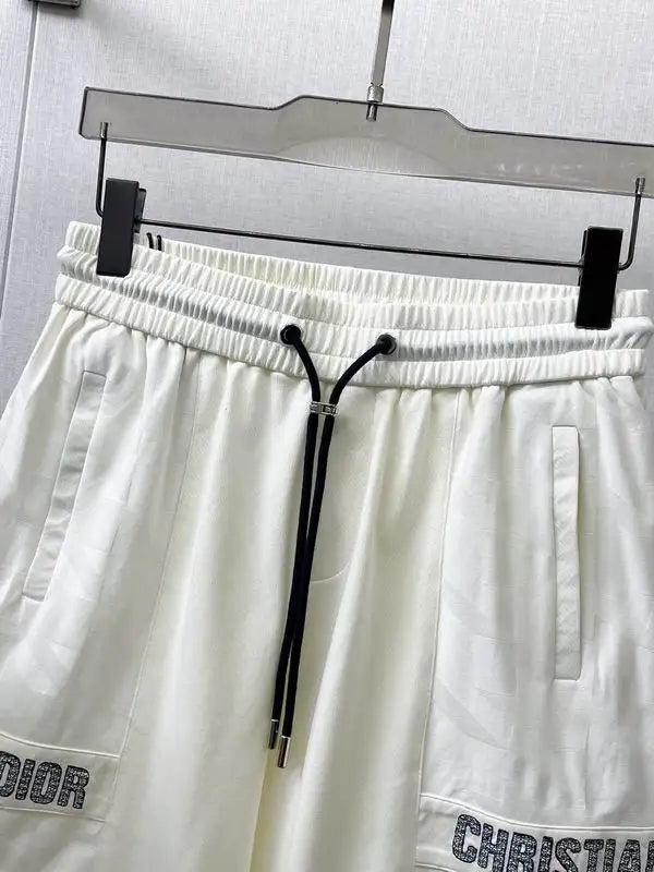 Christian Dior White Shorts With Brand Name Detailing