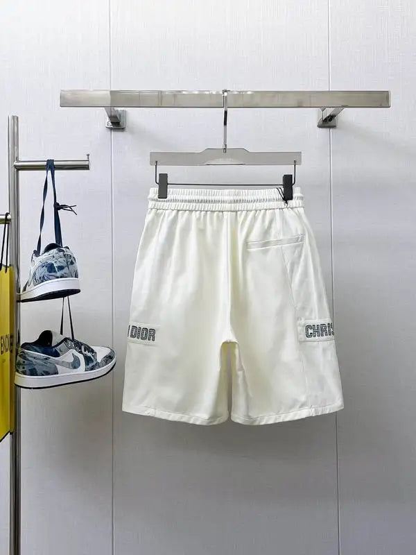 Christian Dior White Shorts With Brand Name Detailing