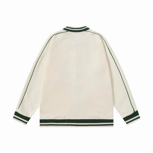 Dior Cream - White Bomber Jacket With Green Trim And Embroidered Logo