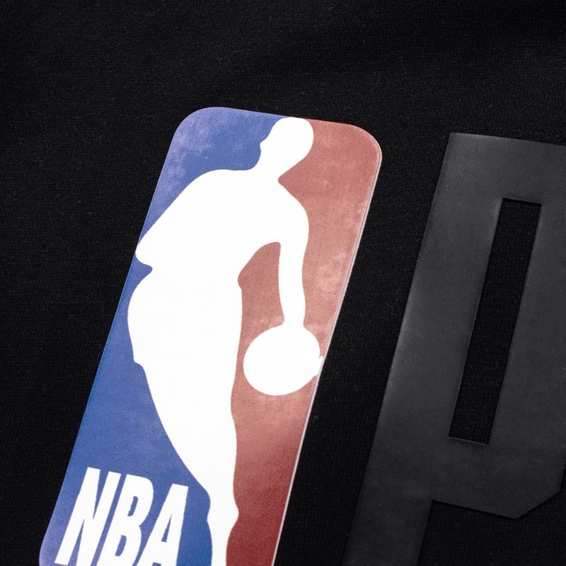 Fear Of God Grey Hoodie With NBA Paris Essentials Print For Sports Fashion Fans