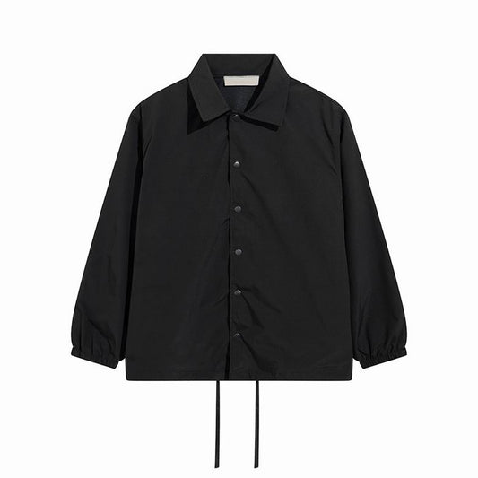 FOG Inspired Brown/White Button Up Collared Jacket With Drawstring Hem