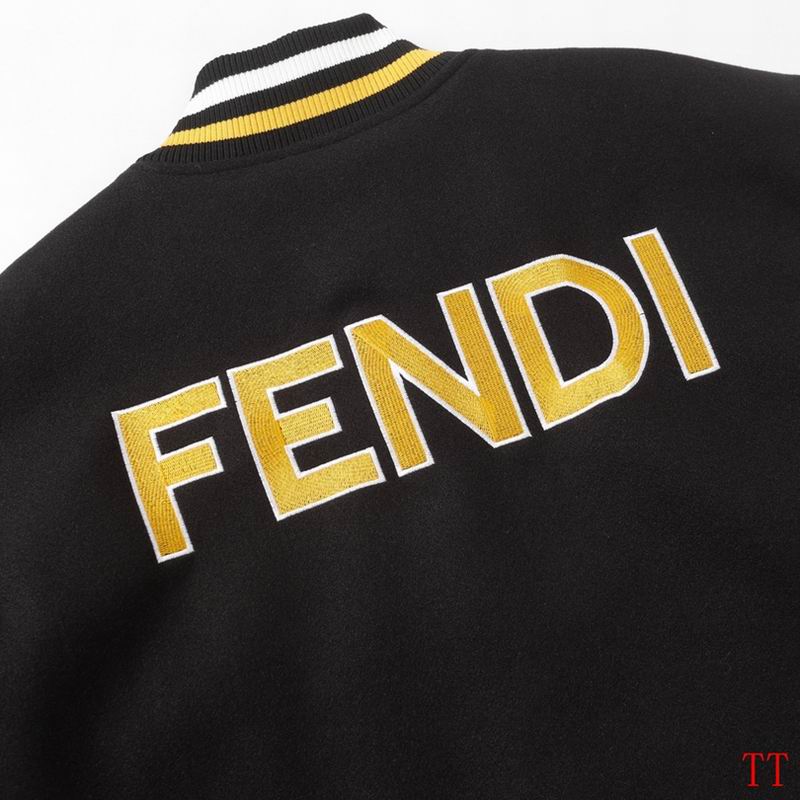 Fendi Black Varsity Jacket With Leather Sleeves And Iconic Eye Motif