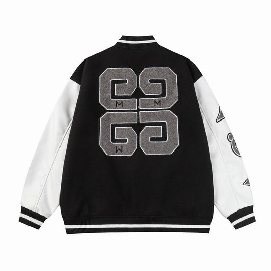 Givenchy Black And White Varsity Jacket With Embroidered Logos And Patches