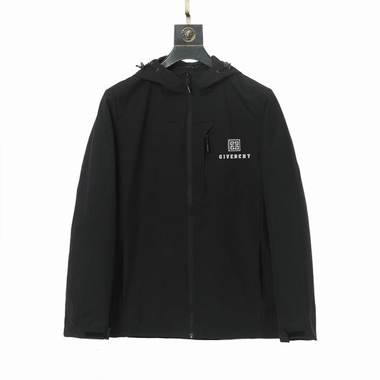 Givenchy Beige Hooded Windbreaker With Brand Logo And Functional Design