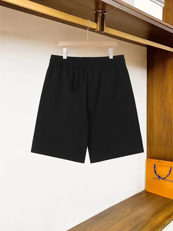 Givenchy Men's Black Shorts with Greek Key Pattern Details