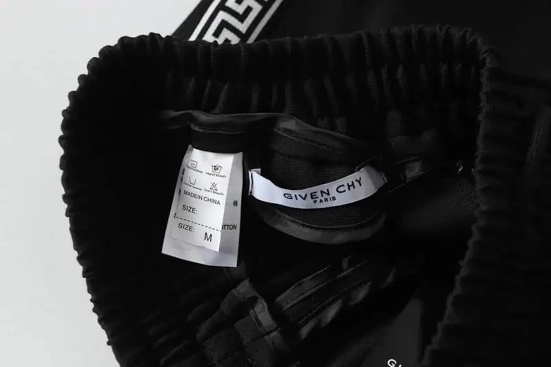 Givenchy Men's Black Shorts with Greek Key Pattern Details