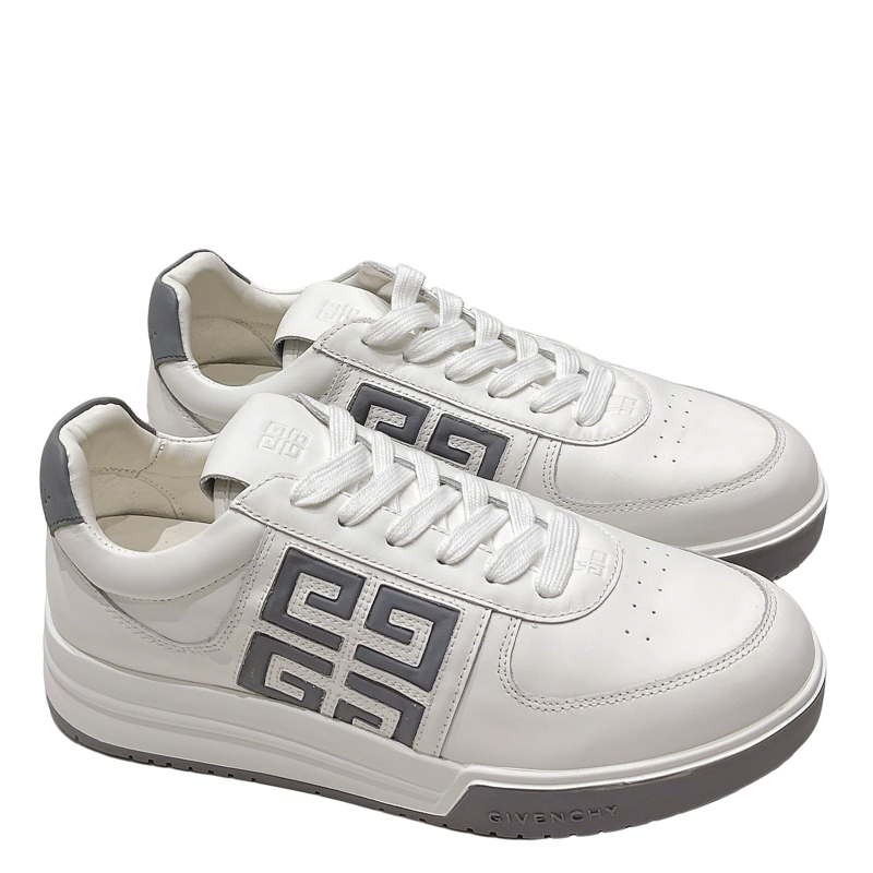 Givenchy Unisex White Sneakers With Grey Accents For Luxury Casual Style