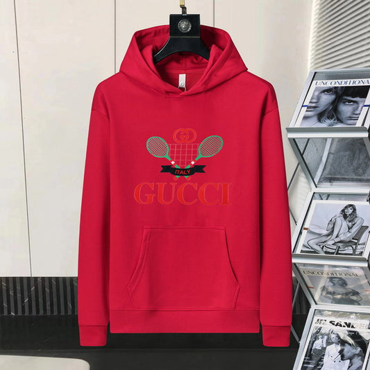 Gucci Hoodie With Tennis Racket Logo Red Branding For Casual Fashion Lovers