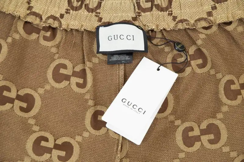 Gucci Men's Beige GG Monogram Drawstring Casual Shorts