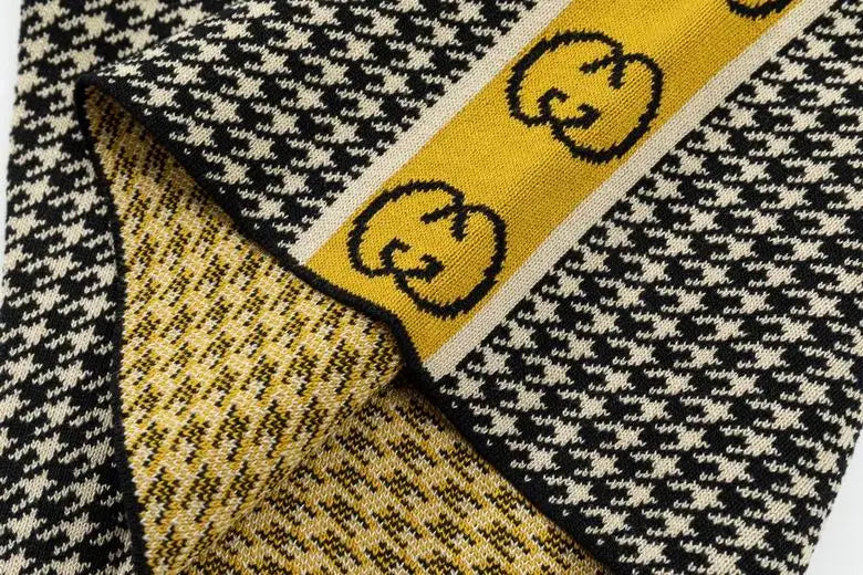 Gucci Men's Houndstooth Shorts with Yellow Logo Tape Details