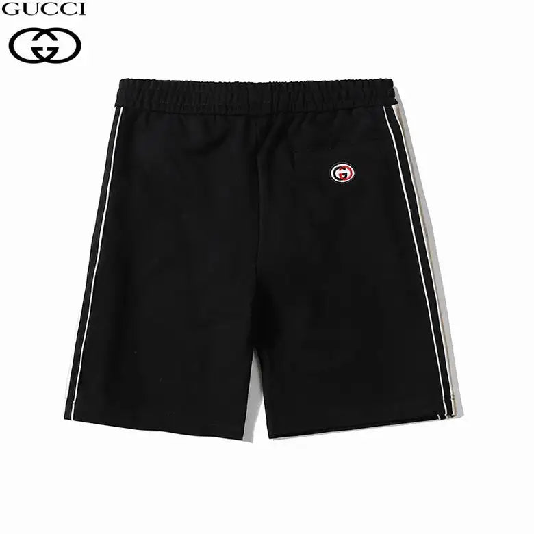 Gucci Men's Black Shorts with GG Logo Tape Side Details