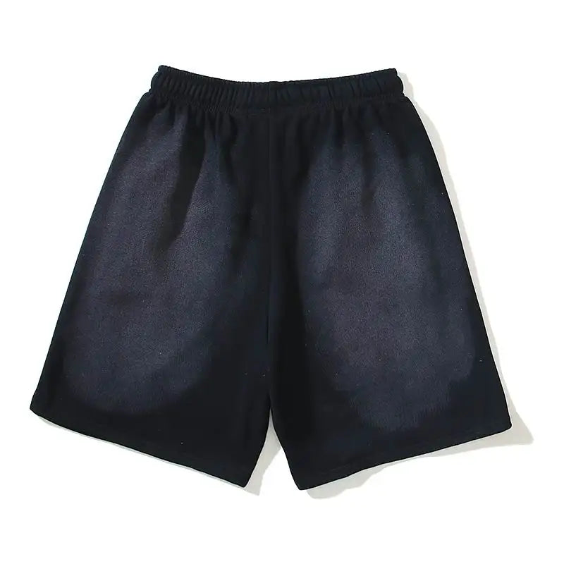 Hellstar Men's Black Drawstring Shorts with Cream Flame Graphics