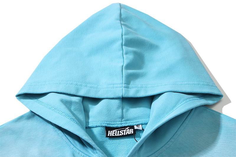 Light Blue Hooded Jacket With Hellstar Graphic Prints