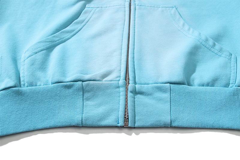 Light Blue Hooded Jacket With Hellstar Graphic Prints
