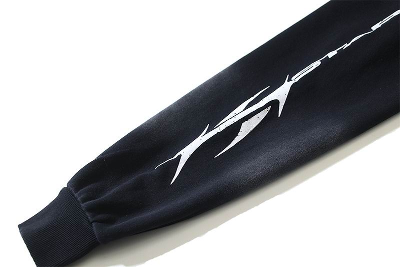 Black Hooded Zip - Up Jacket With Hellstar Graphics And Details