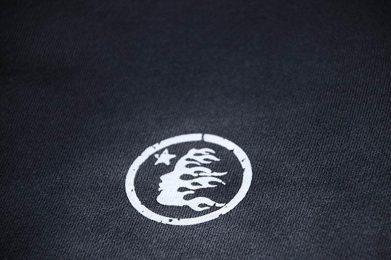 Black Hooded Zip - Up Jacket With Hellstar Graphics And Details