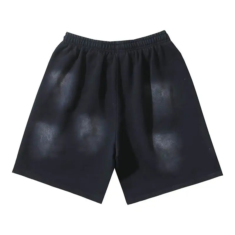 Hellstar Men's Black Drawstring Shorts with White Graphic Logo