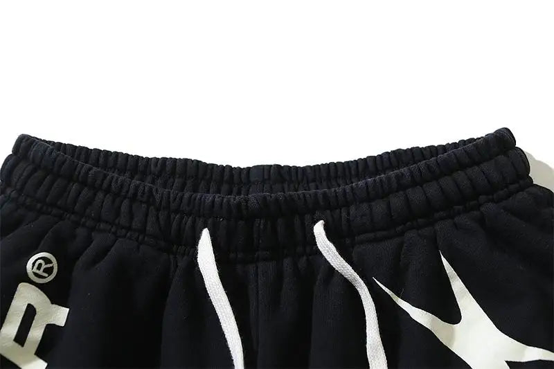 Hellstar Men's Black Drawstring Shorts with White Graphic Logo