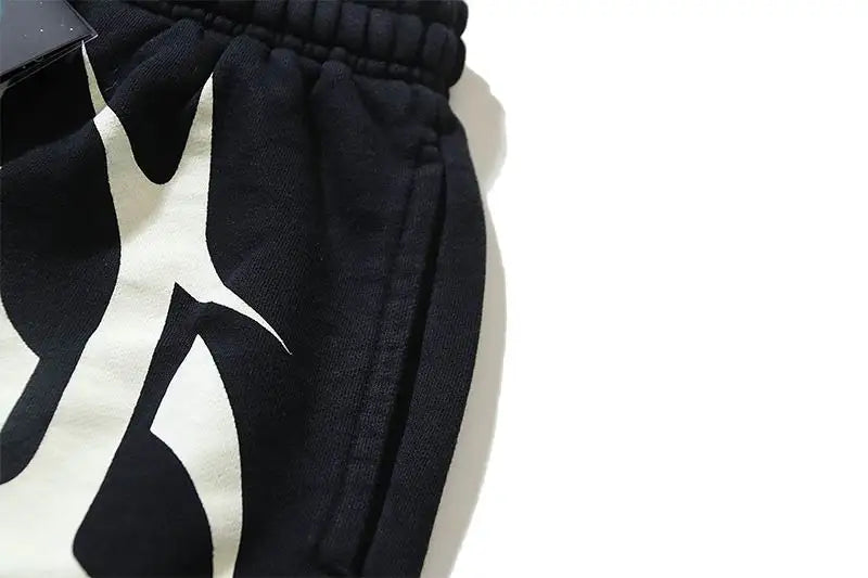 Hellstar Men's Black Drawstring Shorts with White Graphic Logo