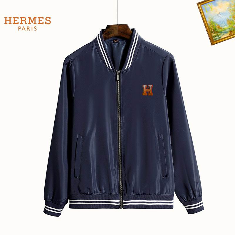 Hermès White Bomber Jacket With Contrast Trim And Embroidered Logo