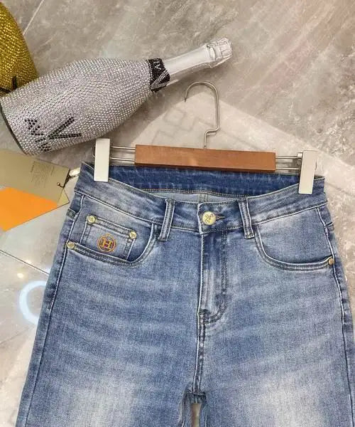 Hermes Men's Jeans With Light Wash And Exquisite Craftsmanship