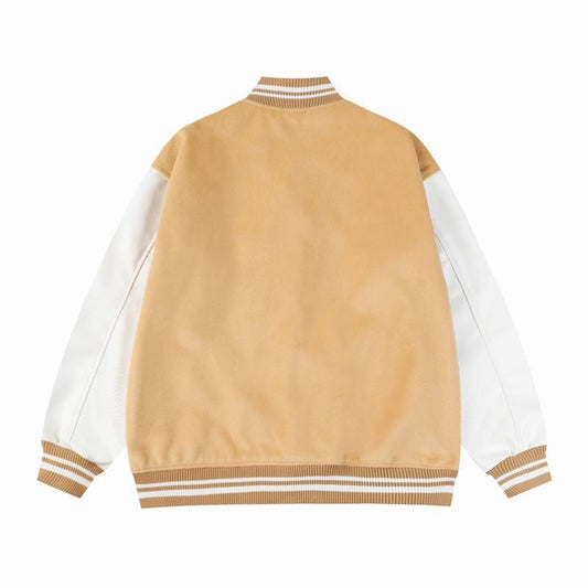 Louis Vuitton Beige And White Varsity Jacket With Patches And Embroidery