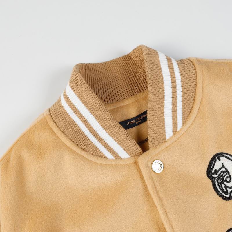 Louis Vuitton Beige And White Varsity Jacket With Patches And Embroidery