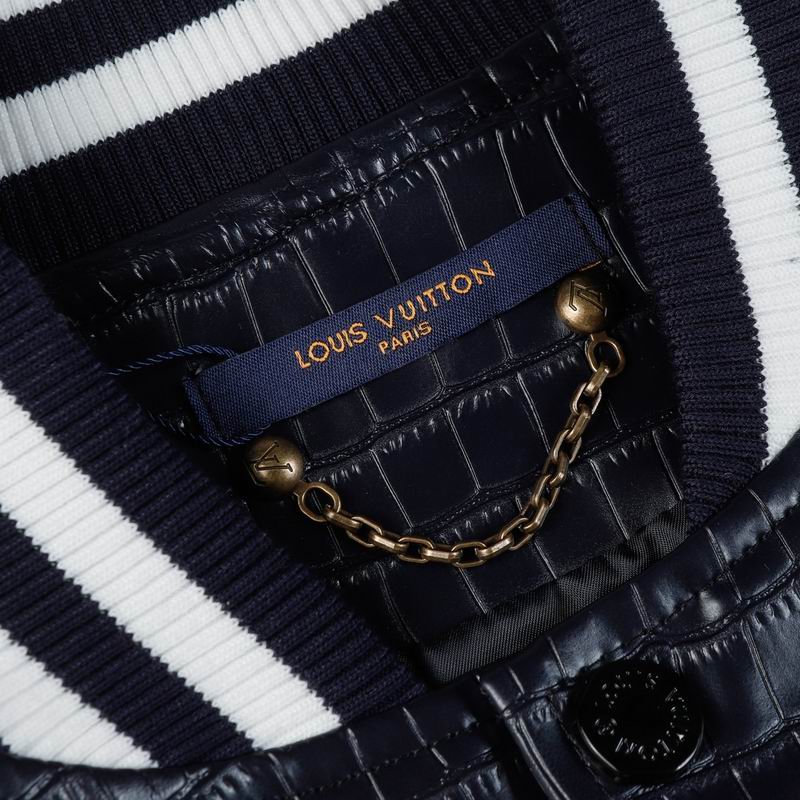 Louis Vuitton Black Crocodile - Embossed Leather Varsity Jacket