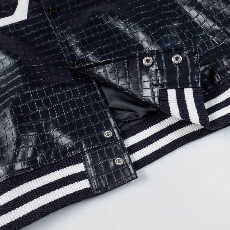 Louis Vuitton Black Crocodile - Embossed Leather Varsity Jacket