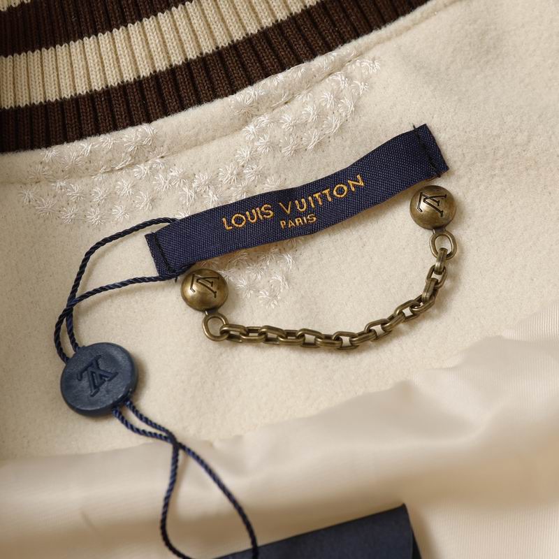 Louis Vuitton Beige And Brown Varsity Jacket With Embossed Monogram