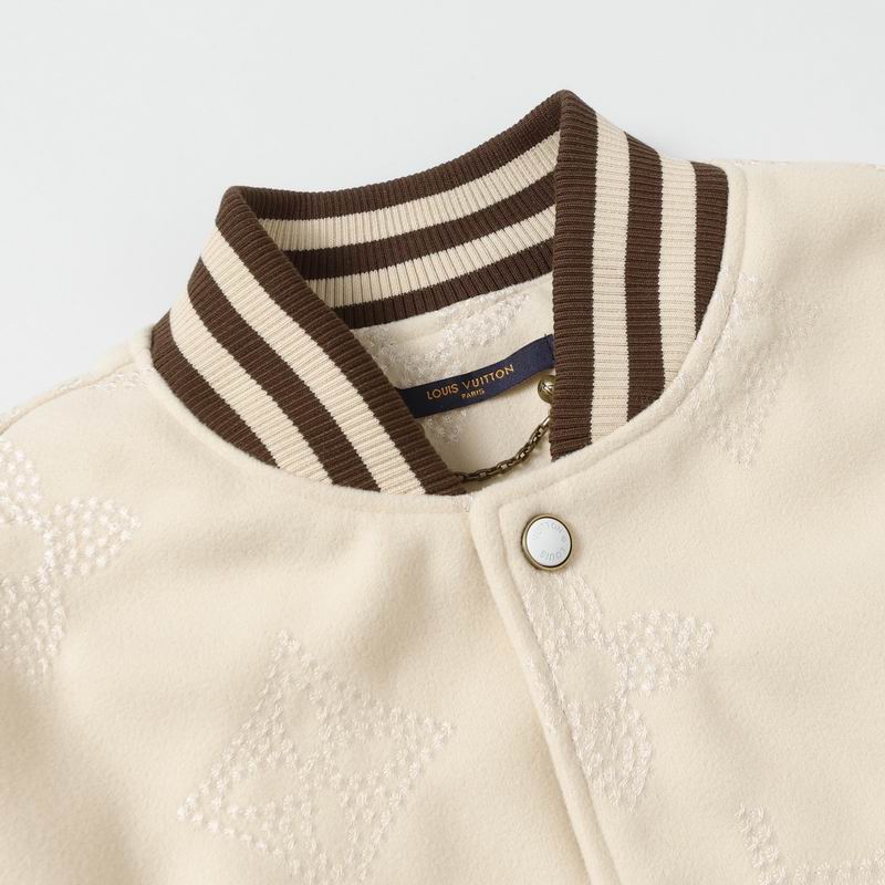 Louis Vuitton Beige And Brown Varsity Jacket With Embossed Monogram