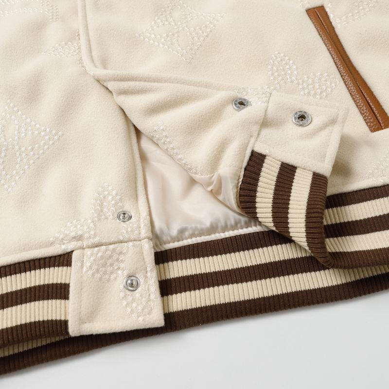 Louis Vuitton Beige And Brown Varsity Jacket With Embossed Monogram