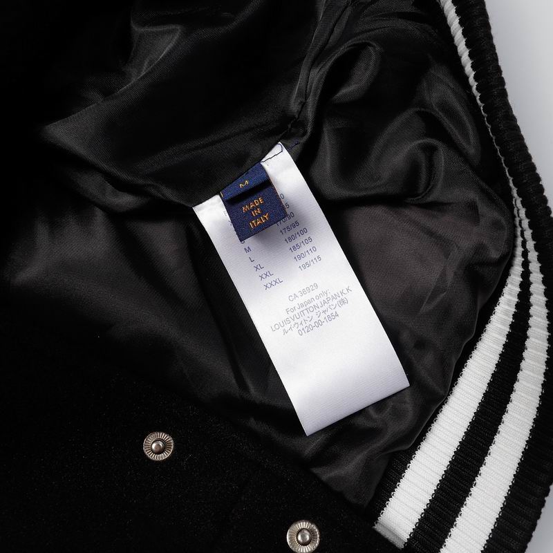 Louis Vuitton Black And White Varsity Jacket With Patches And Embroidery