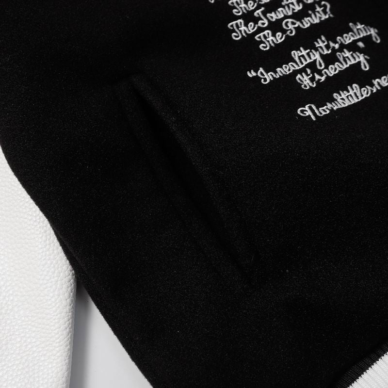 Louis Vuitton Black And White Varsity Jacket With Patches And Embroidery