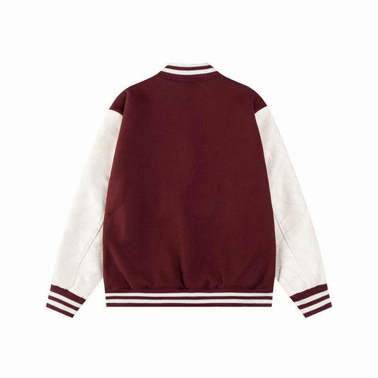 Louis Vuitton Burgundy And White Varsity Jacket With Embroidered Details