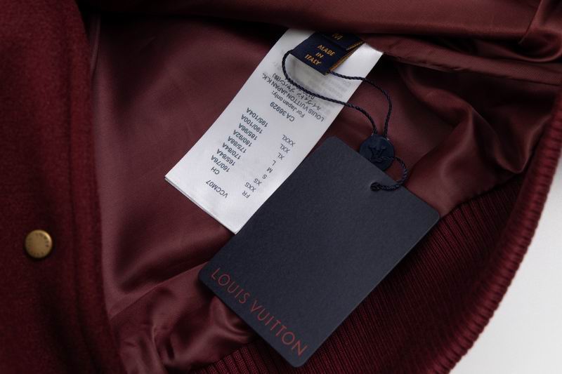 Louis Vuitton Burgundy And White Varsity Jacket With Embroidered Details